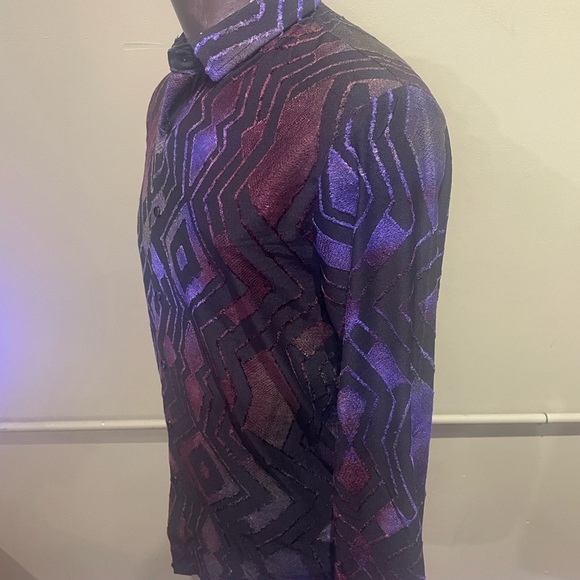 Deniko Geometric Patterned Men's Shirt - Black, Purple, Red regular fit - Picture 3 of 4